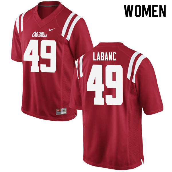 Women #49 Ryan Labanc Ole Miss Rebels College Football Jerseys Sale-Red